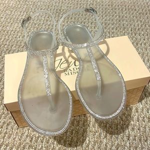 Badgley Mischika gel rhinestone sandals